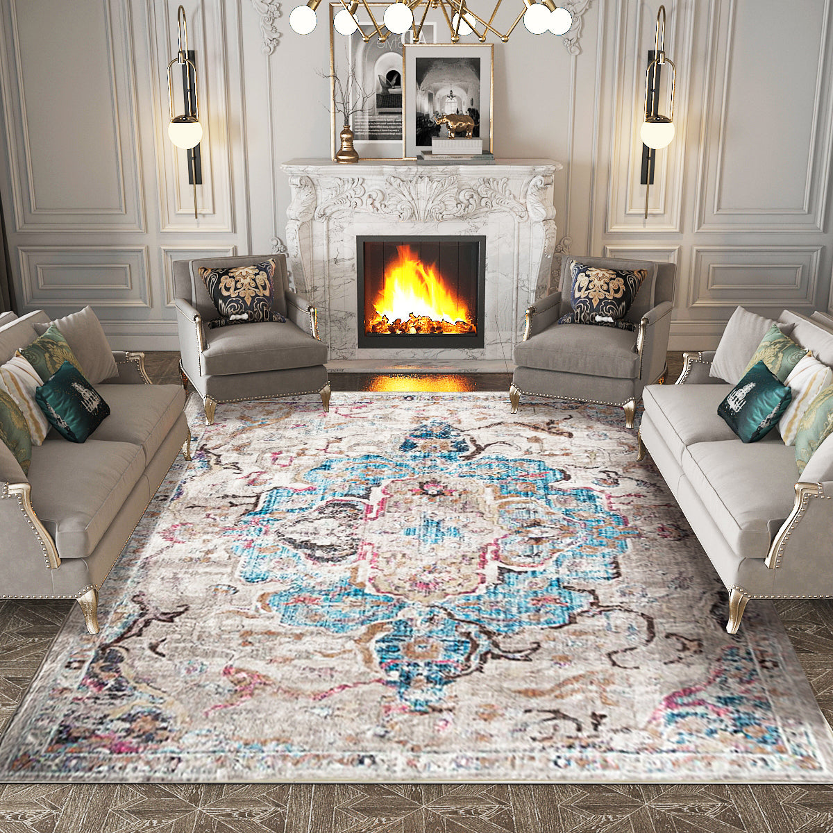 Snailhome® Area Rug Contemporary Moroccan Blythe in Light Multi Bedroom Home