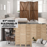 Woodyhome™ 4/6 Panels Room Folding Screen Divider Furniture Classic Wooden