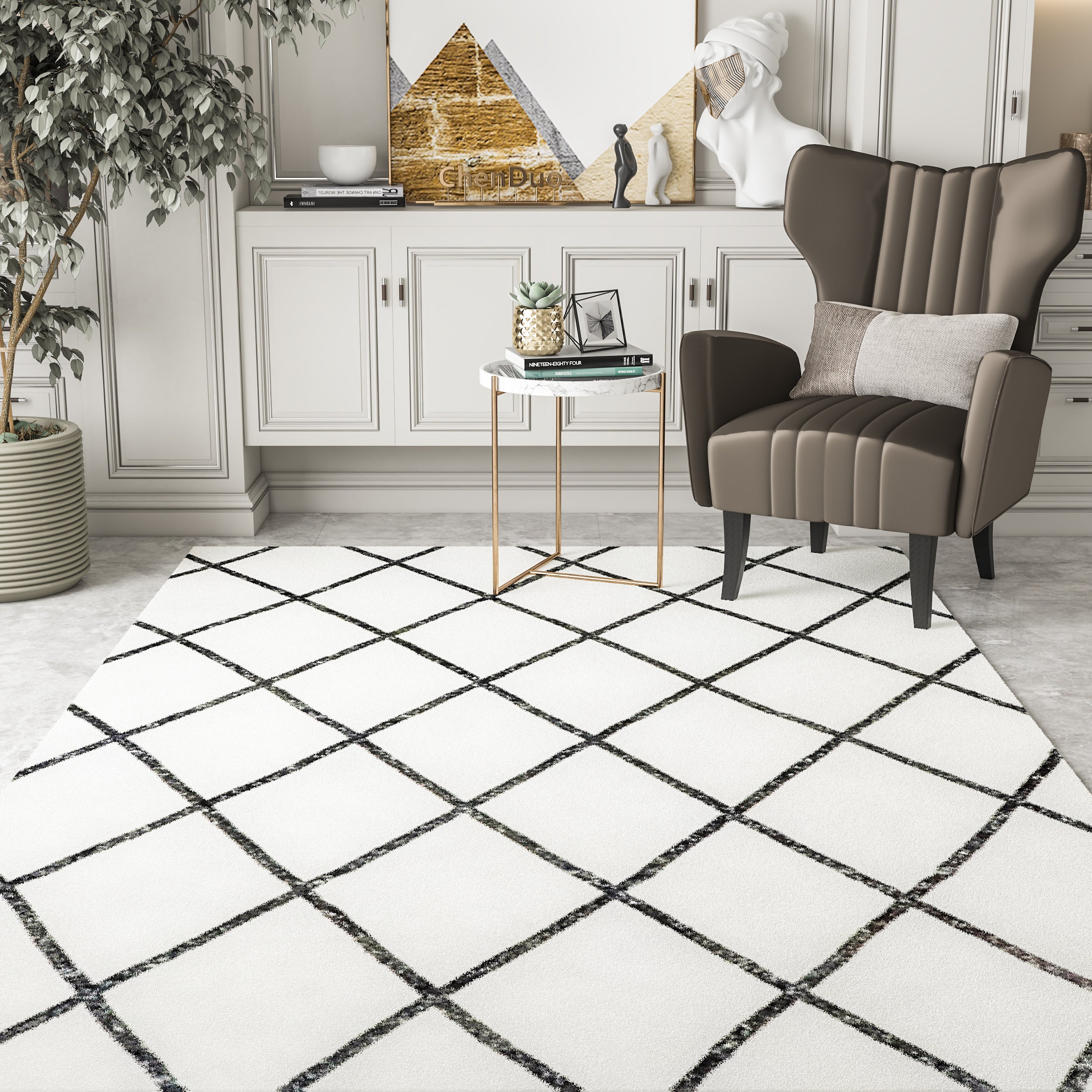 Snailhome® Area Rug Geometric Large Contemporary Living Room