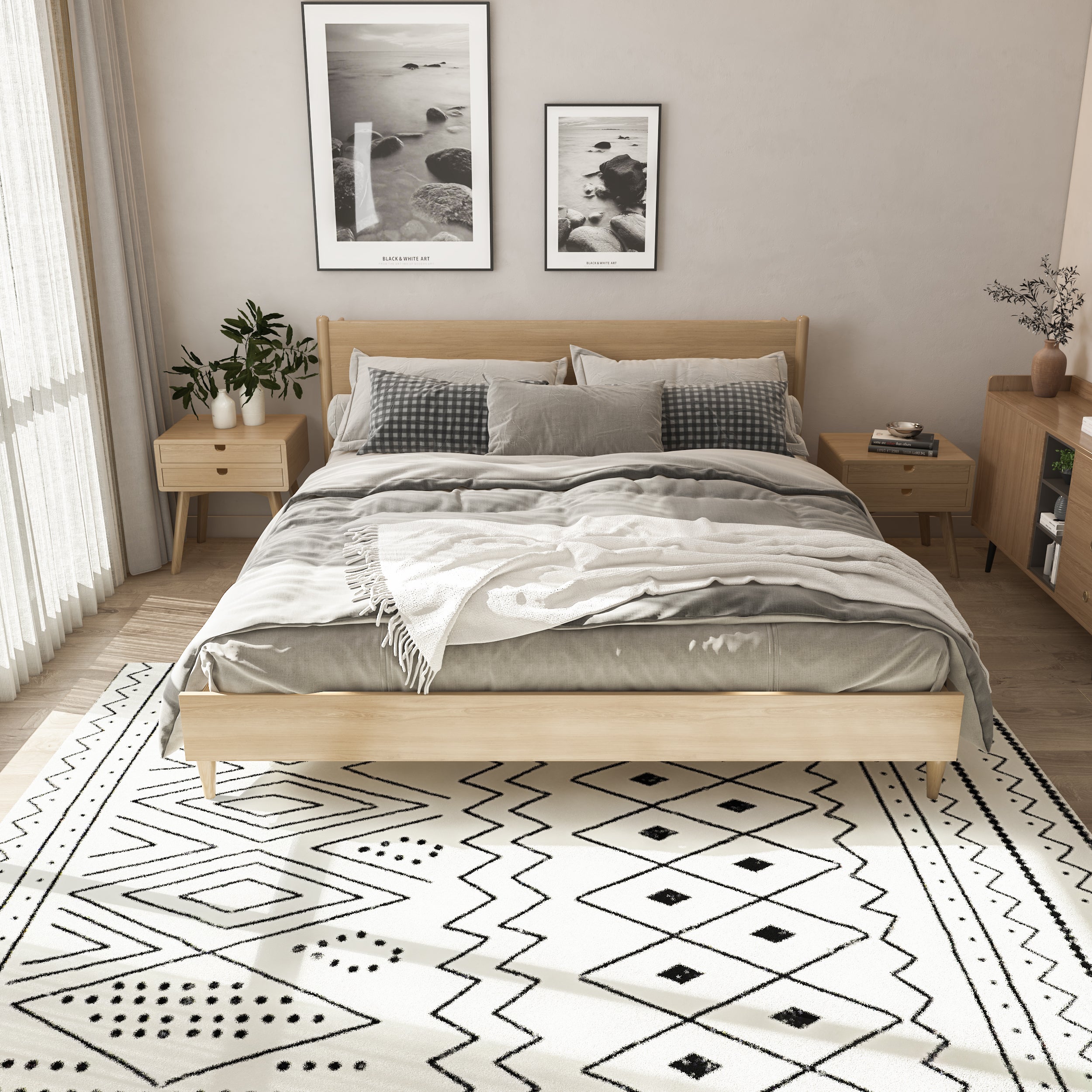 Snailhome® Soft Area Rugs Foldable Abstract Modern Geometric Rugs