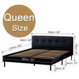 Snailhome® Platform Bed Frame Upholstered Headboard Queen Size