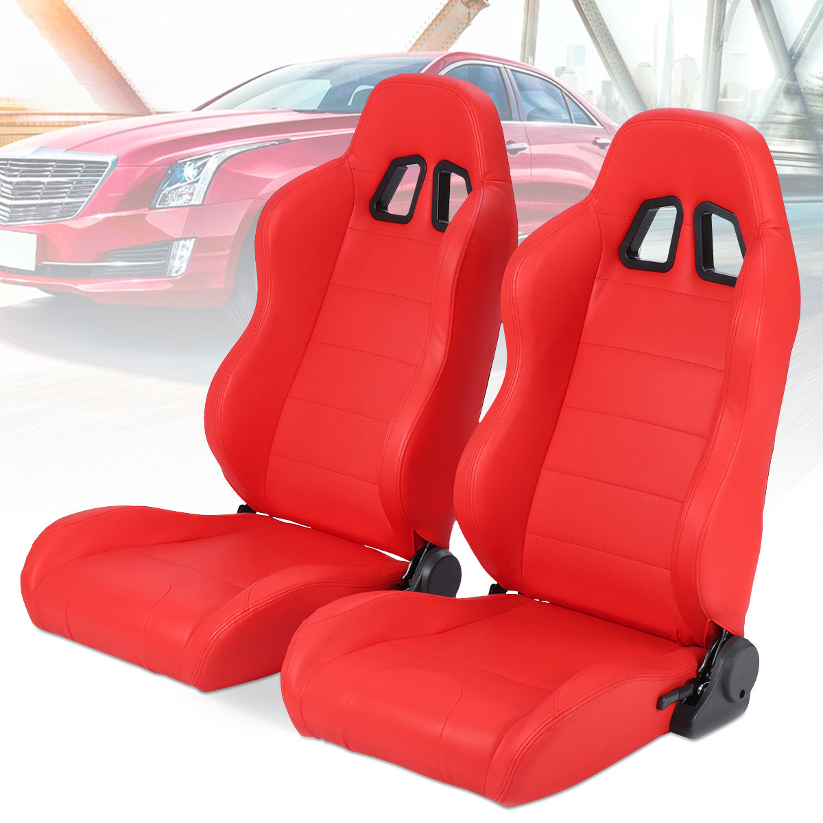 Hallolure™ Bucket Seats 2x Universal Pairs PVC Leather Racing