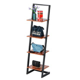Wood 4 Tier Ladder Shelf Storage