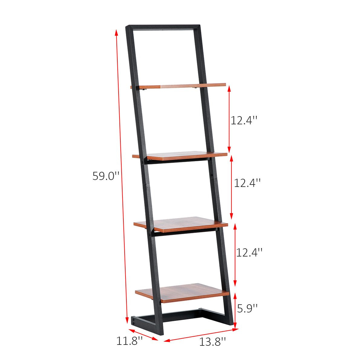Wood 4 Tier Ladder Shelf Storage