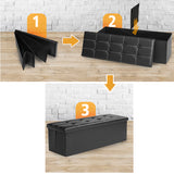 43'' OTTOMAN STORAGE BENCH STOOL Faux Leather Folding Box Footstool Sofa w/ Lid