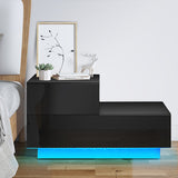 Woodyhome™ LED Nightstand with 2 Drawers and Modern RGB High Gloss