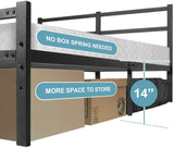 Adjustable Full Size Mental Platform Bed Frame Foundation w/Headboard Sturdy 14"
