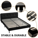 Snailhome® Platform Bed Frame Upholstered Headboard Queen Size